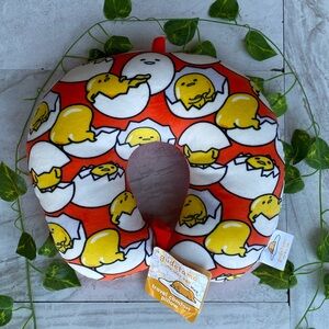 Sanrio Gudetama The Lazy Egg Travel Plush Neck Pillow Vacation Rest Airplane Red